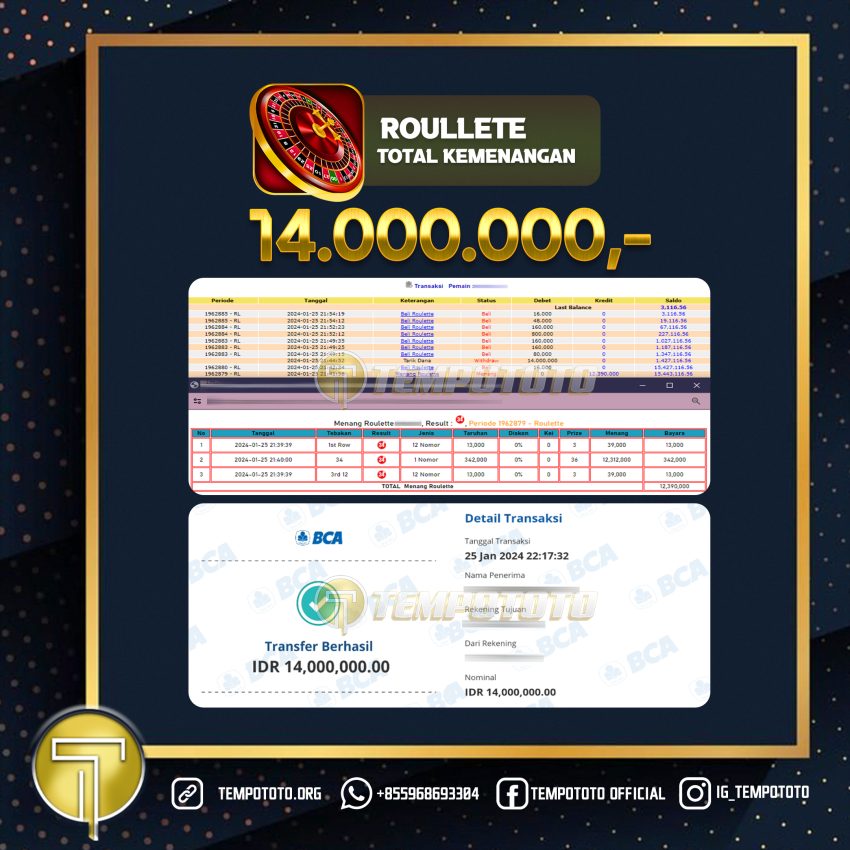 BUKTI JACKPOT TEMPOTOTO CASINO