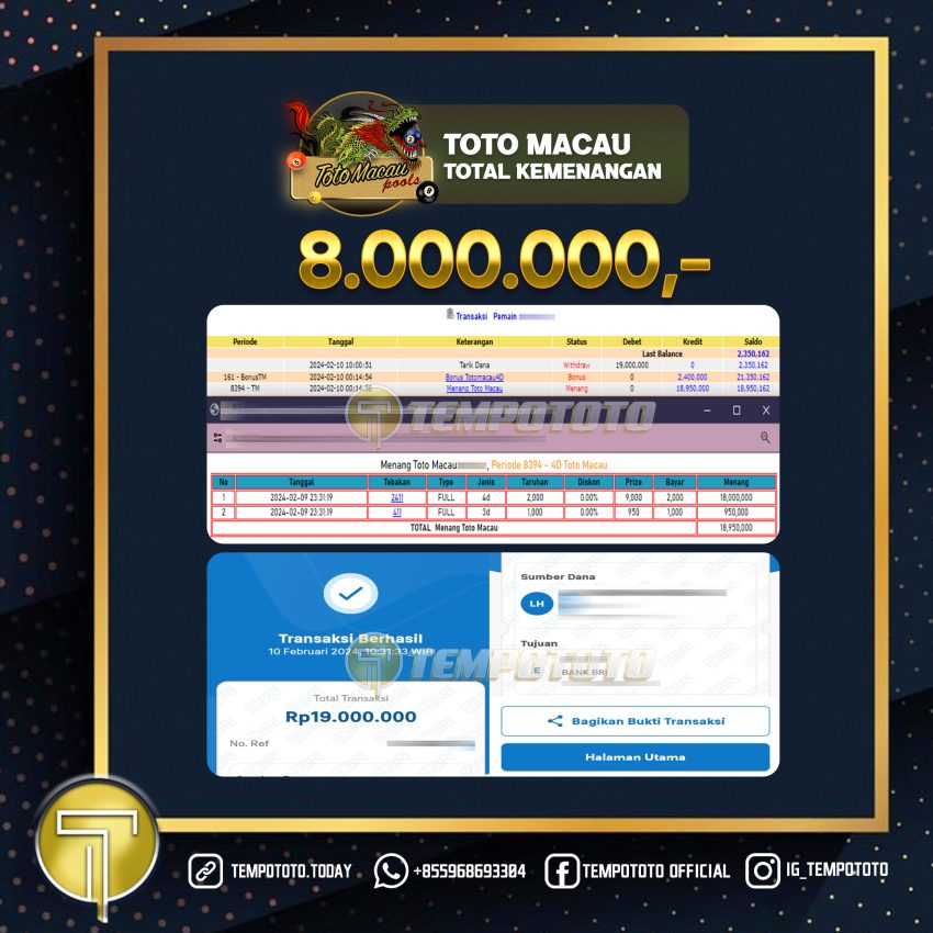 BUKTI JACKPOT TEMPOTOTO TOGEL