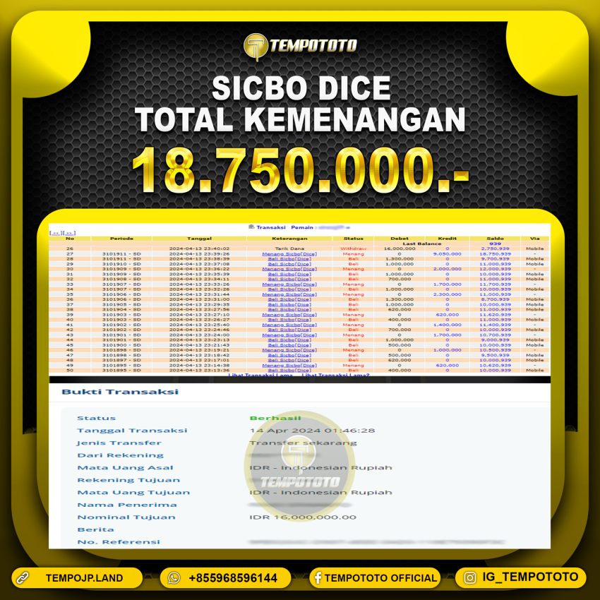 BUKTI JACKPOT TEMPOTOTO CASINO