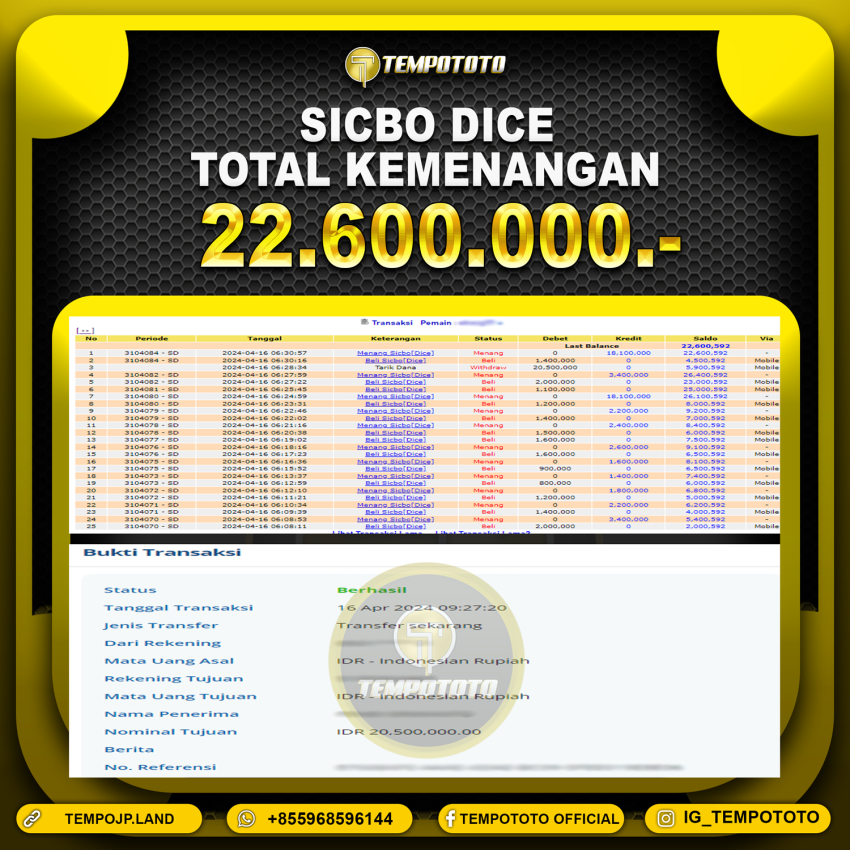 BUKTI JACKPOT TEMPOTOTO CASINO