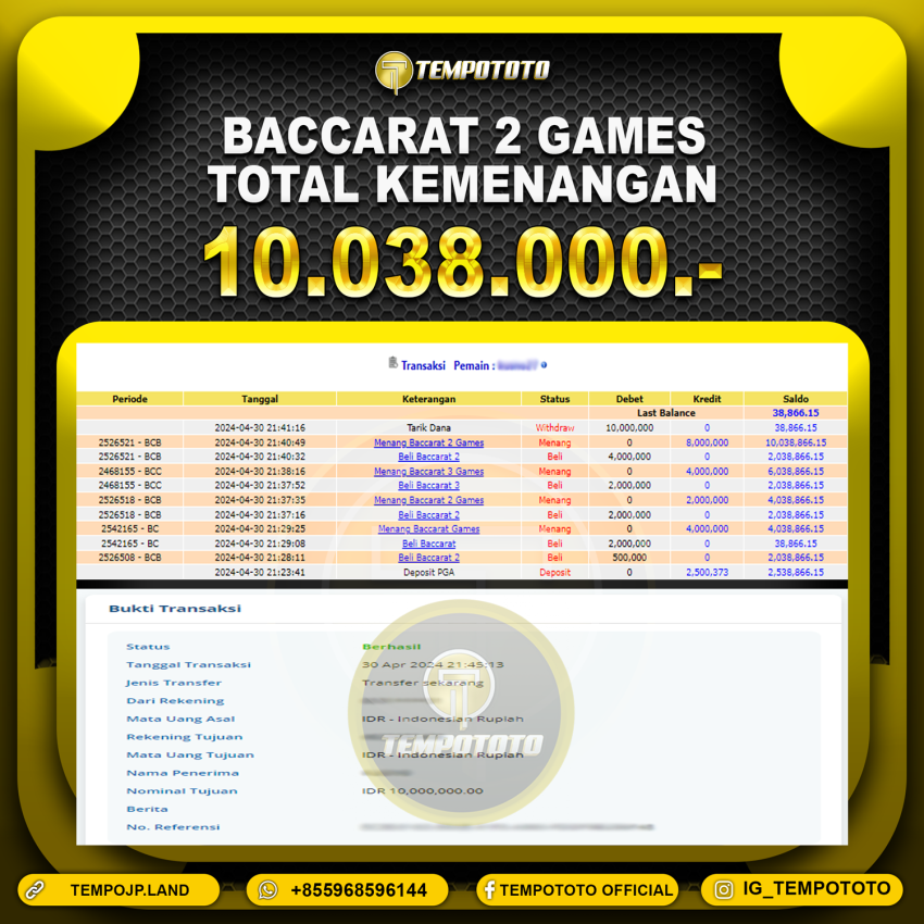 BUKTI JACKPOT TEMPOTOTO CASINO