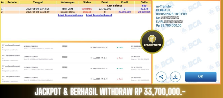 BUKTI JP LIVE CASINO TEMPOTOTO