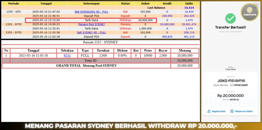 BUKTI JP TEMPOTOTO TOGEL