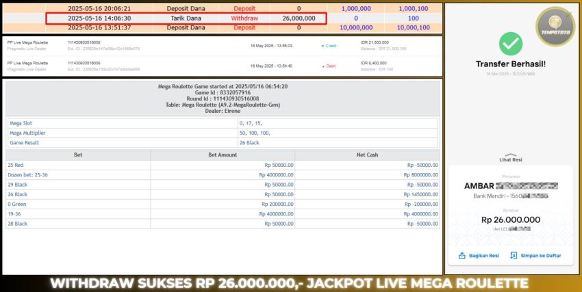 BUKTI JP LIVE CASINO TEMPOTOTO