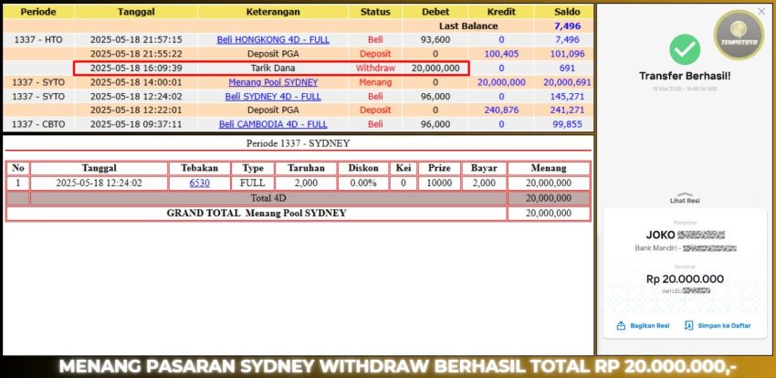 BUKTI JP TEMPOTOTO TOGEL