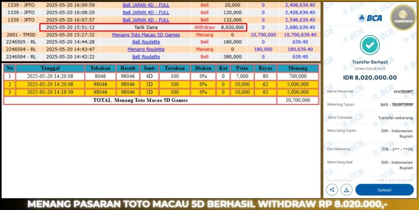 BUKTI JP TEMPOTOTO TOGEL