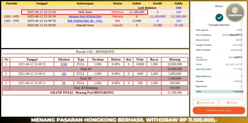 BUKTI JP TEMPOTOTO TOGEL