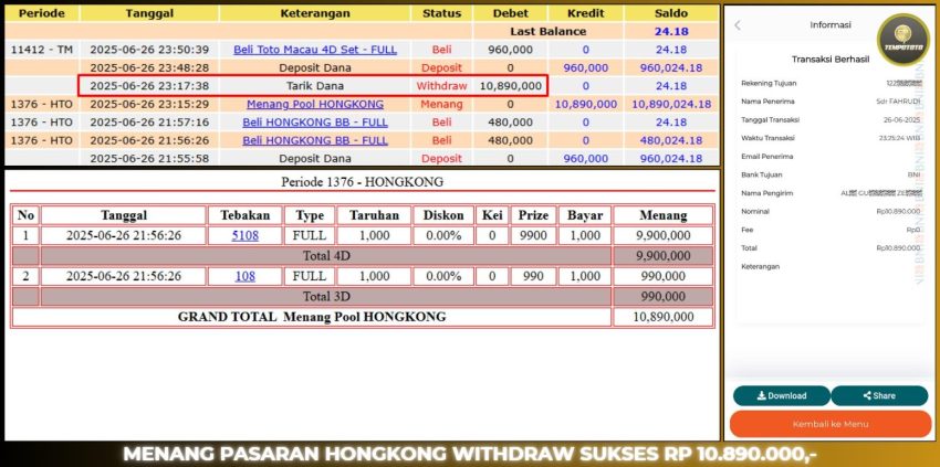 BUKTI JP TEMPOTOTO TOGEL
