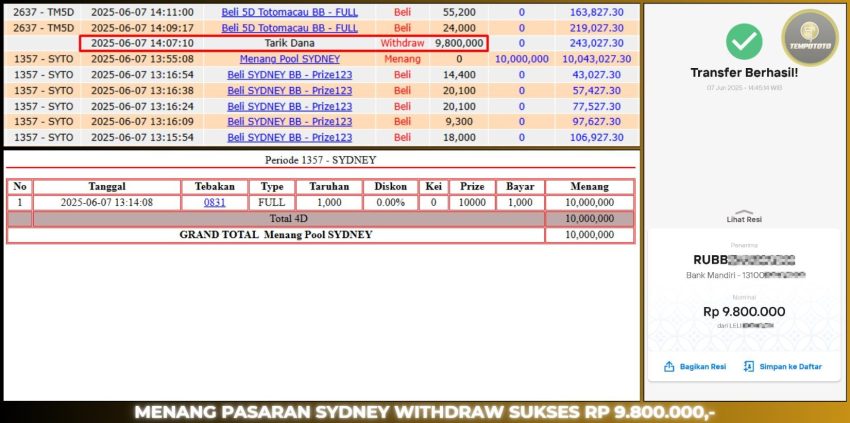 BUKTI JP TEMPOTOTO TOGEL