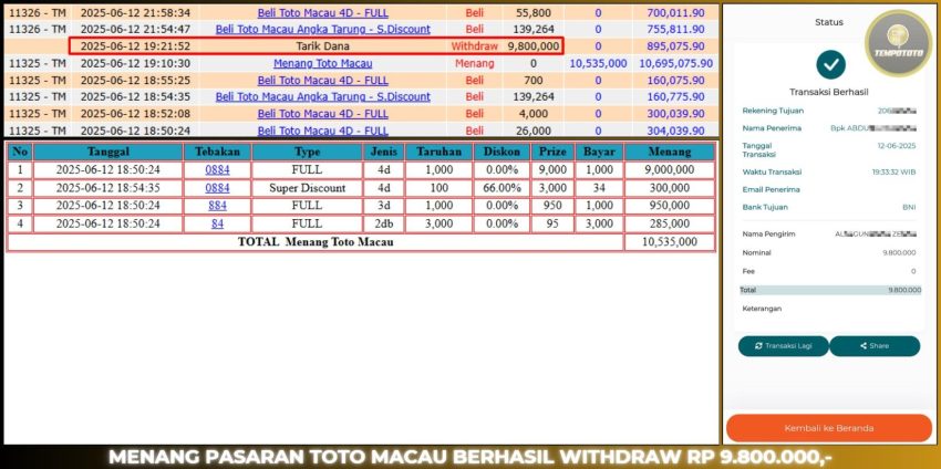 BUKTI JP TEMPOTOTO TOGEL