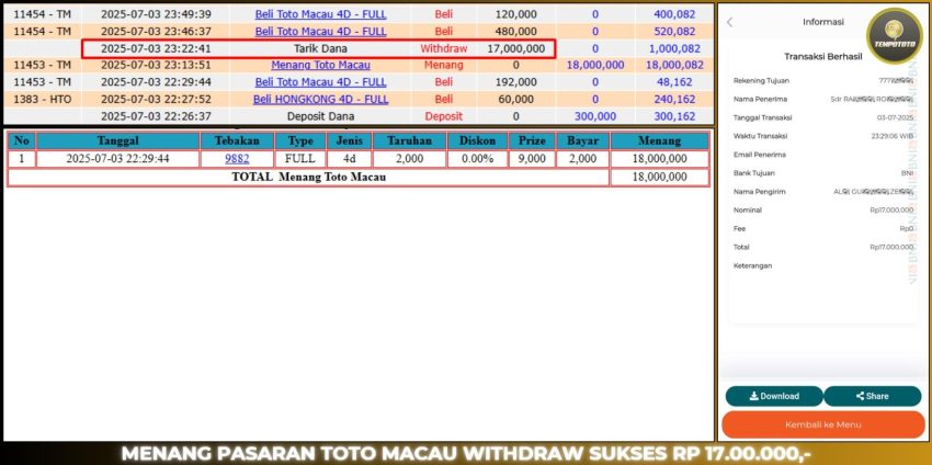 BUKTI JP TEMPOTOTO TOGEL