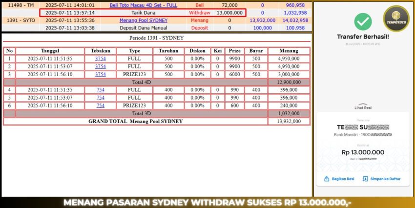 BUKTI JP TEMPOTOTO TOGEL