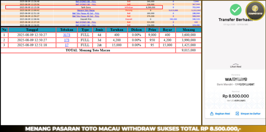 BUKTI JP TEMPOTOTO TOGEL