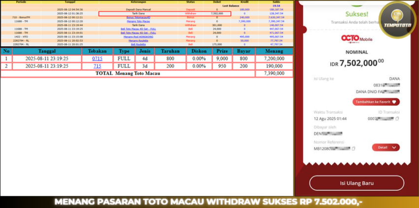 BUKTI JP TEMPOTOTO TOGEL