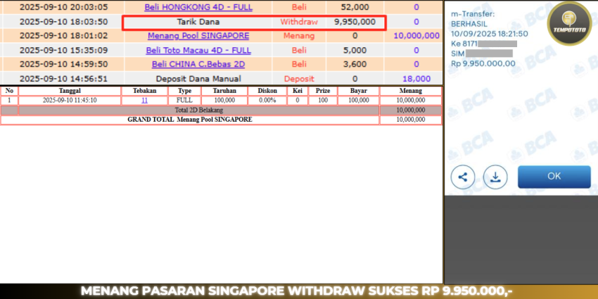 BUKTI JP TEMPOTOTO TOGEL