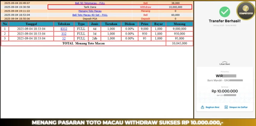 BUKTI JP TEMPOTOTO TOGEL