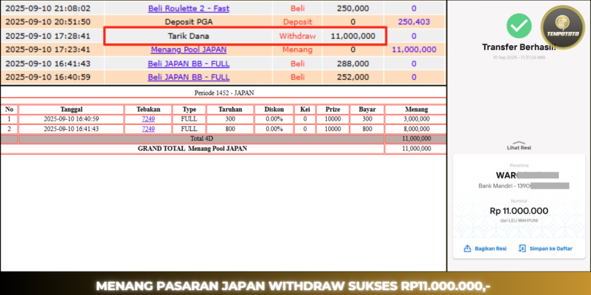 BUKTI JP TEMPOTOTO TOGEL