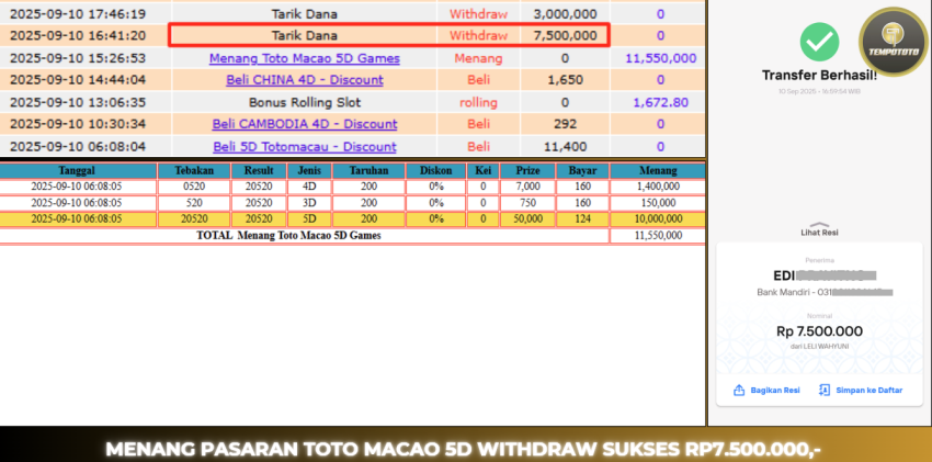 BUKTI JP TEMPOTOTO TOGEL