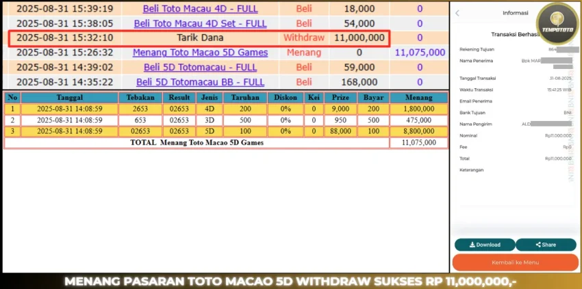 BUKTI JP TEMPOTOTO TOGEL