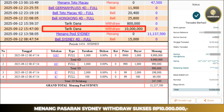 BUKTI JP TEMPOTOTO TOGEL
