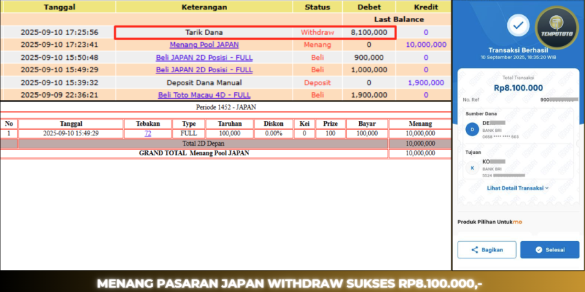 BUKTI JP TEMPOTOTO TOGEL