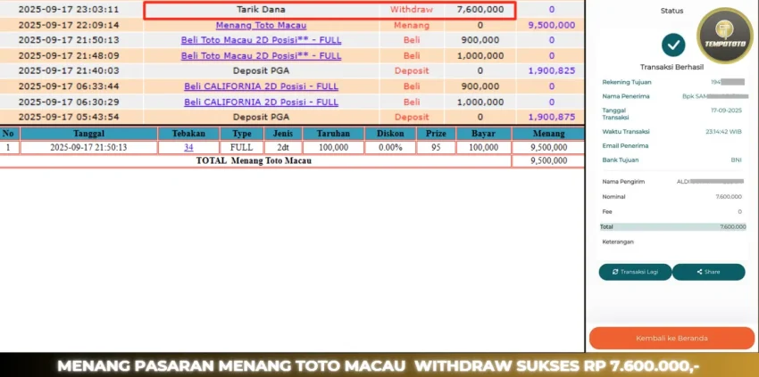 BUKTI JP TEMPOTOTO TOGEL