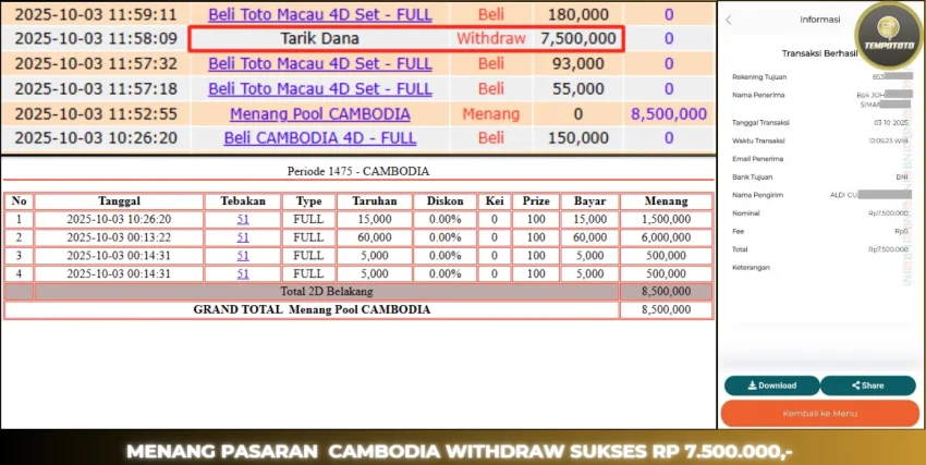 BUKTI JP TEMPOTOTO TOGEL