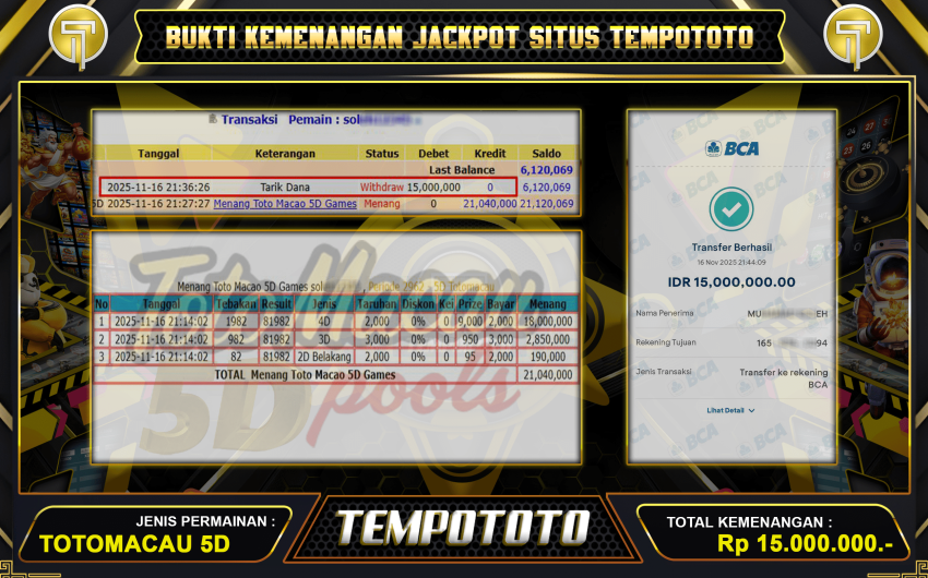 BUKTI JACKPOT TOGEL TEMPOTOTO