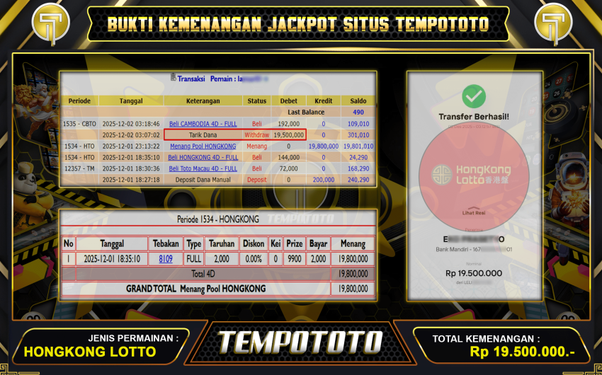KEMENANGAN TOGEL DIBAYAR TEMPOTOTO