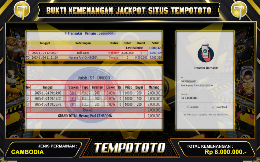 CUAN BESAR DARI CAMBODIA