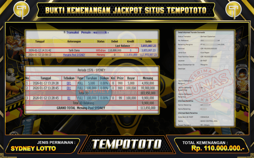 HASIL MENANG DI TEMPOTOTO