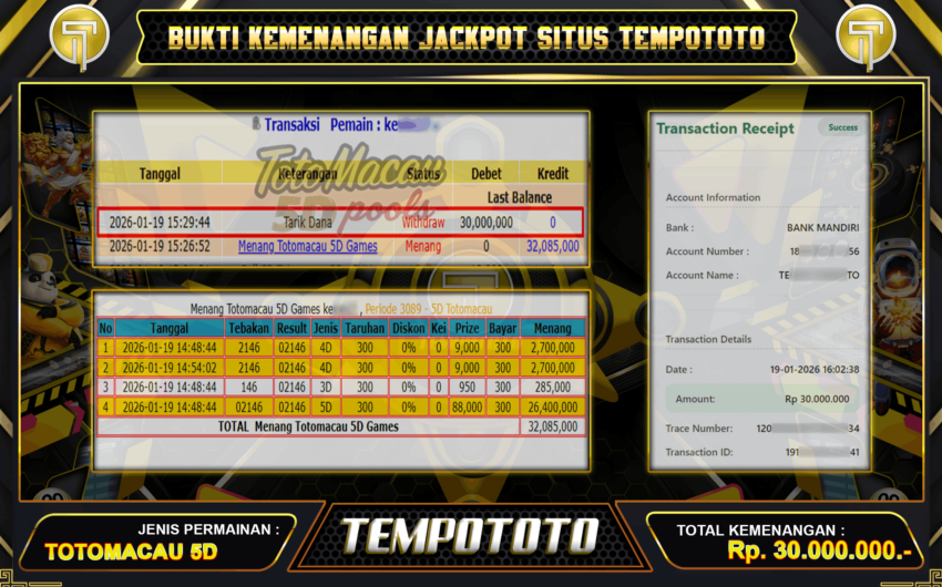 TOGEL TEMPOTOTO BERI JACKPOT