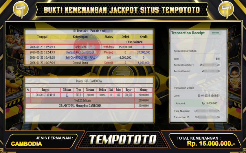 PEMBAYARAN JACKPOT LUNAS TEMPOTOTO
