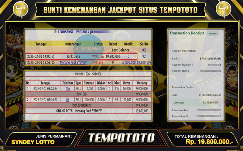 BUKTI BERHASIL JACKPOT TEMPOTOTO