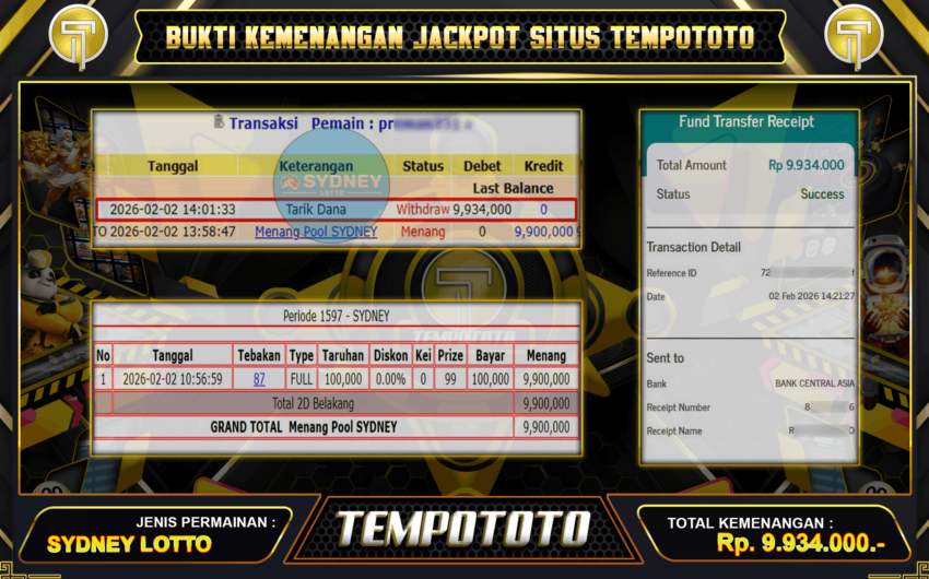 BUKTI JACKPOT SYDNEY LOTTO