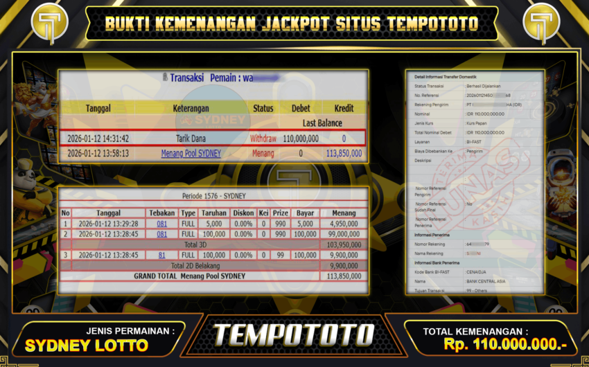 BUKTI PEMBAYARAN MENANG TEMPOTOTO